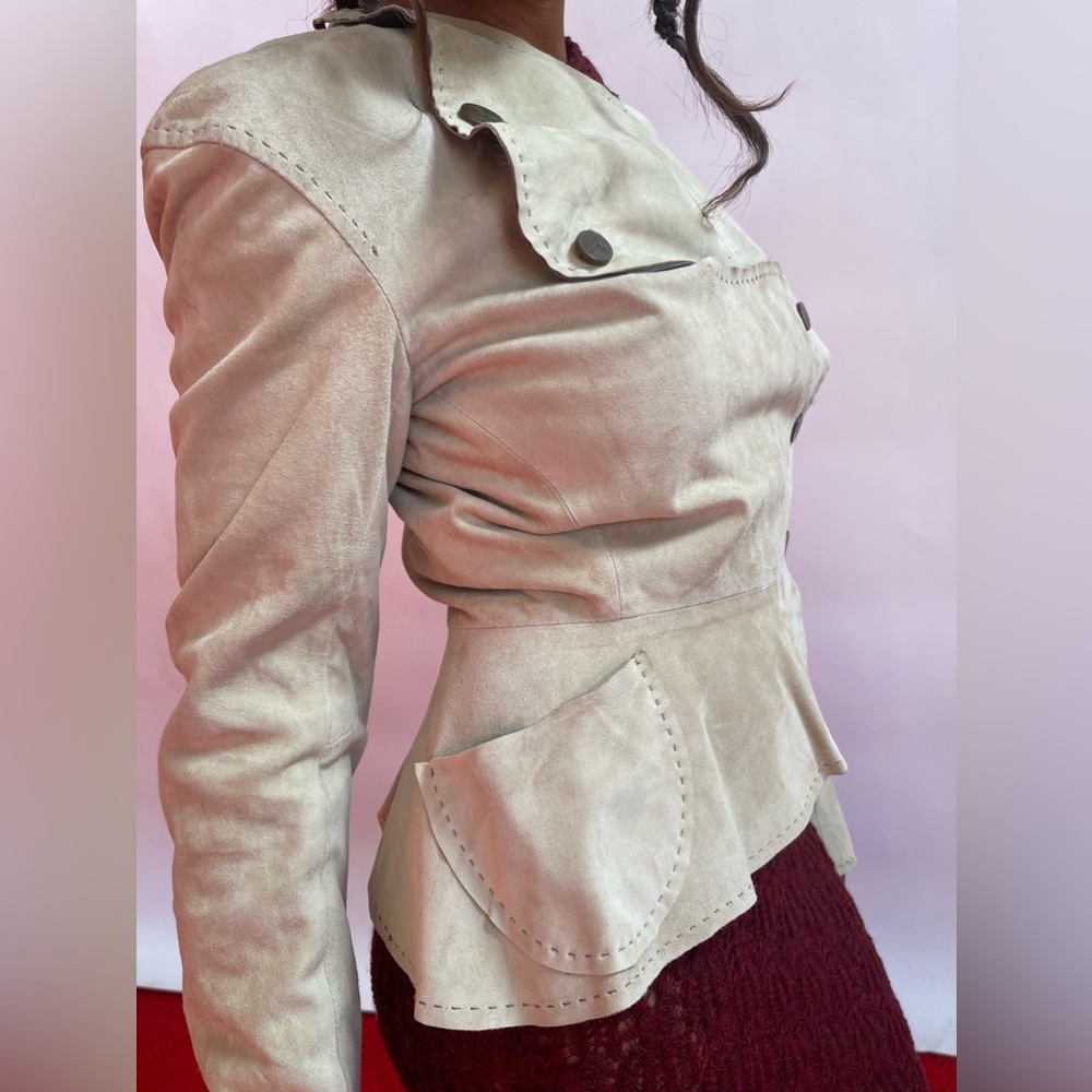 Vivienne Westwood RED LABEL BEIGE SUEDE LEATHER JKT NET SS16